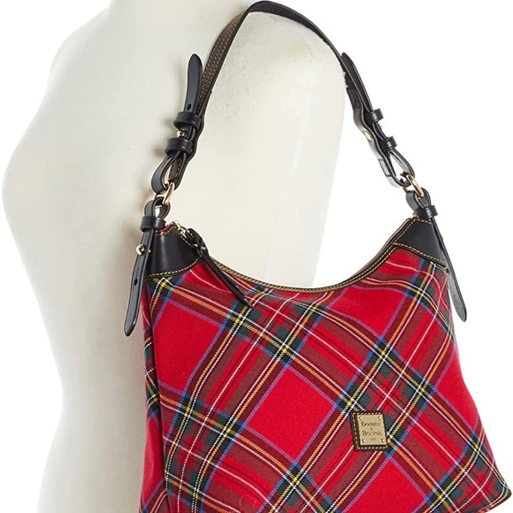 🆕 Dooney & Bourke Red Tartan Plaid Large Erica Shoulder Bag - Picture 4 of 8